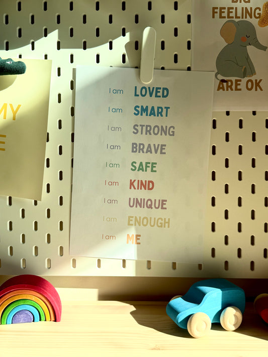 “I Am” Poster with 9 Affirmations – PDF