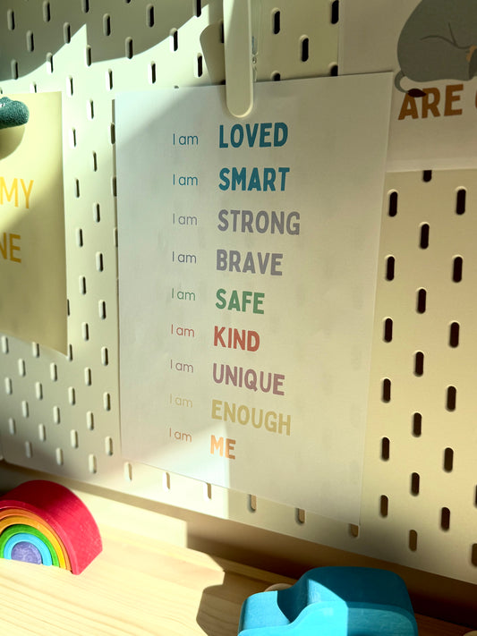 “I Am” Poster with 9 Affirmations – PDF